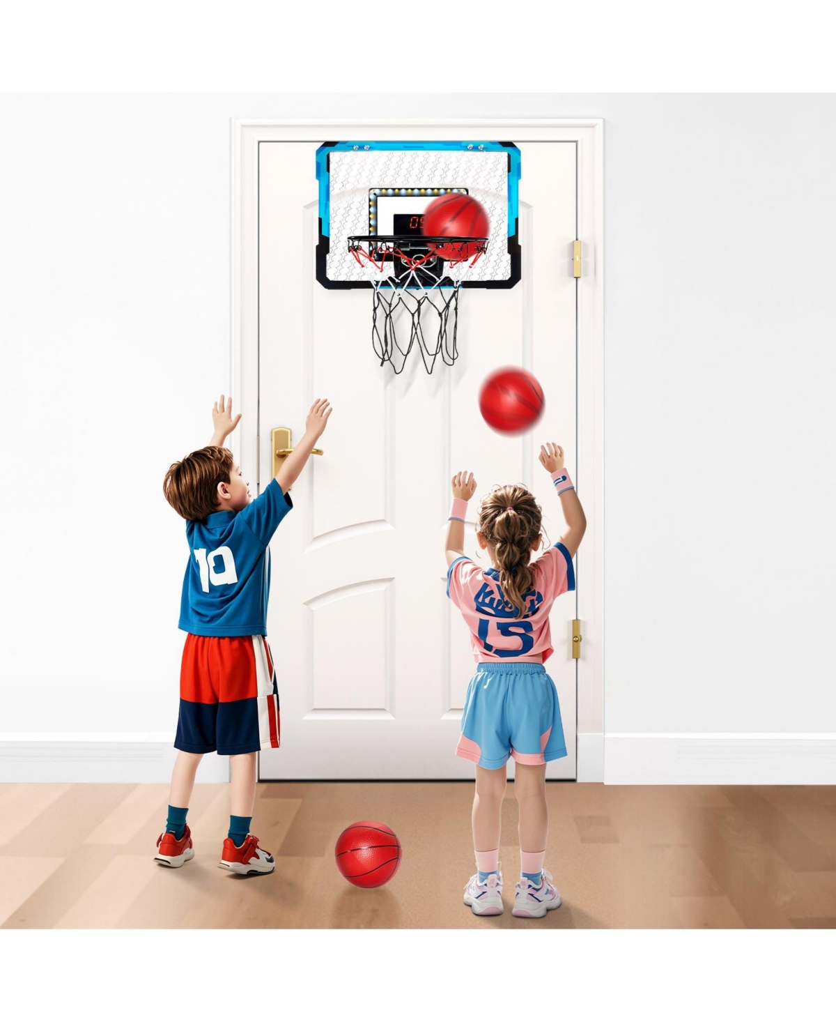 Hongge Kids Basketball Hoop with Electronic Scoreboard and Lights