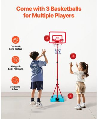 Kids Basketball Hoop, Height-Adjustable Portable Hoop with Fillable Base for Indoor and Outdoor Play