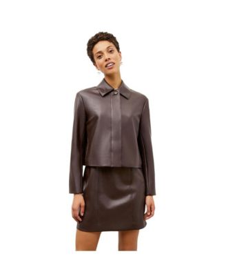 Petite Faux Leather Shift Dress with Princess Seams