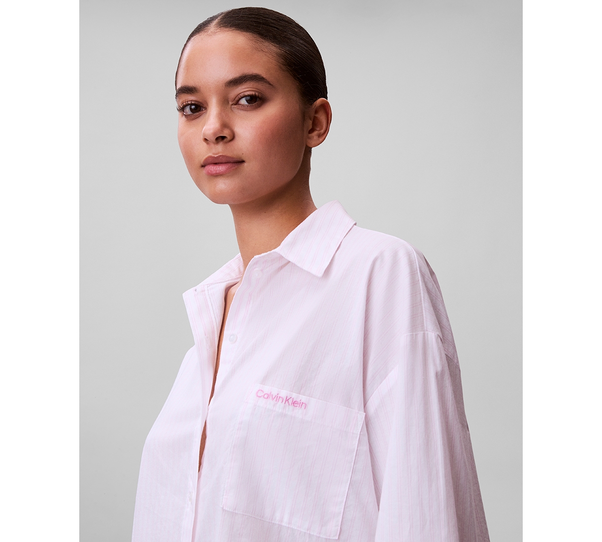 Calvin Klein Women's Poplin V-Day Button-Down Pajama Shirt