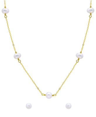2-Pc. Freshwater Pearl Necklace and Stud Earrings Set