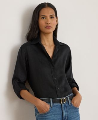 Petite 100% Linen Relaxed-Fit Shirt