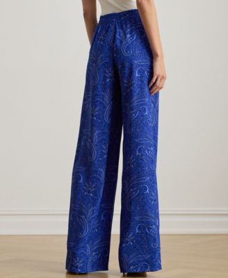 Petite Paisley Crepe Wide-Leg Pants