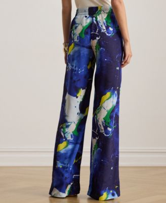 Petite Abstract Print Wide-Leg Pants