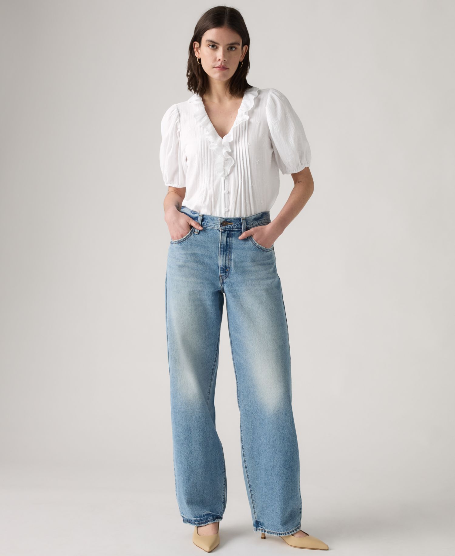 Premium Women's Mid-Rise Baggy Dad Jeans