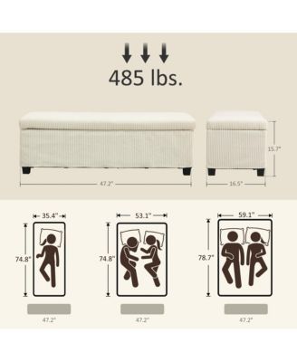 47 Inches Storage Ottoman Bench, Foot Rest with Removable Lid