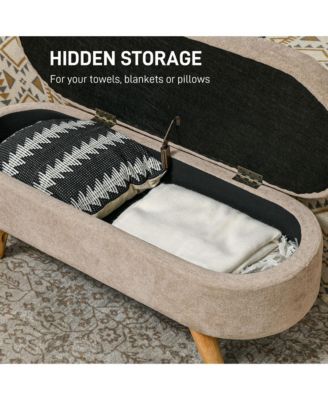 Storage Ottoman Bench, 43.3" Upholste End of Bed Bench,