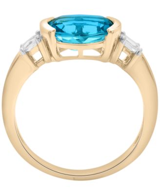 Blue Topaz (2-1/5 ct. t.w.) and White Topaz (1/5 ct. t.w.) Ring in 14k Yellow Gold