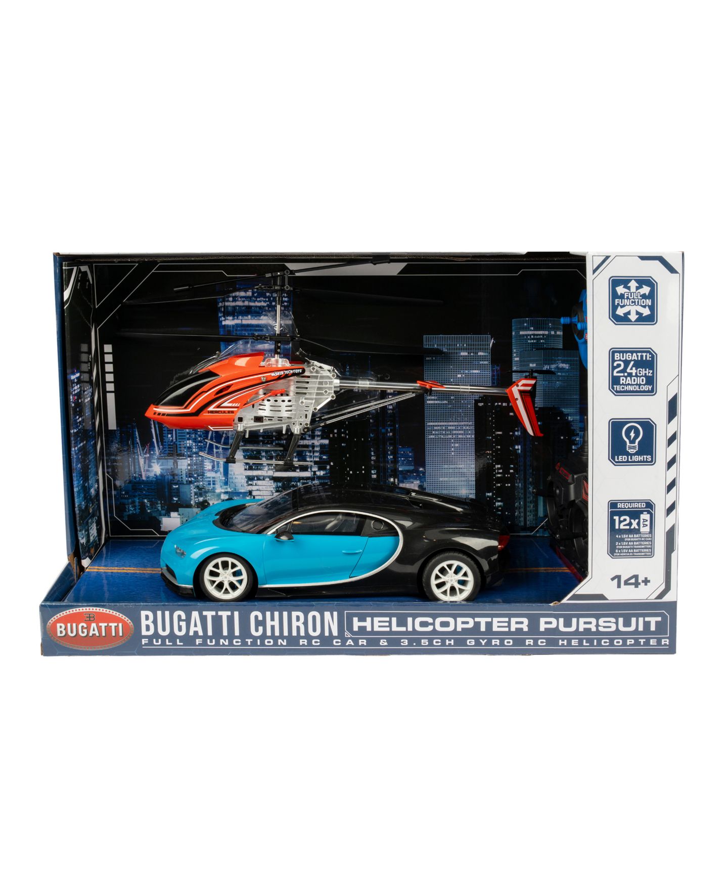 Детские игрушки World Tech Toys 1:14 Bugatti Chiron 3.5 Channel Gyro Remote Control Pursuit Set — фото 5