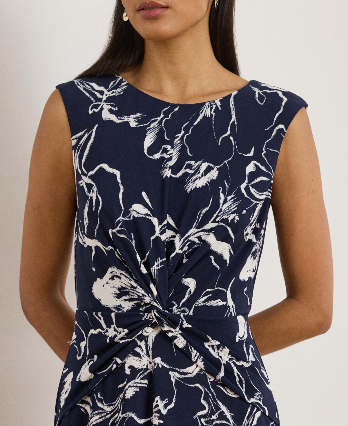 Lauren Ralph Women's Floral Twist-Front Jersey Dress