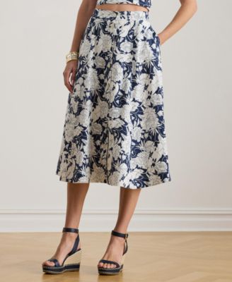 Women's Floral Button-Front Midi Skirt