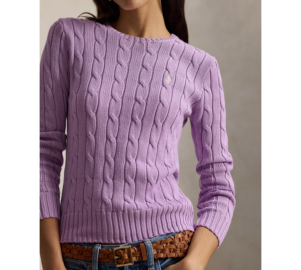 Polo Ralph Lauren Women's Cable-Knit Cotton Crewneck Sweater