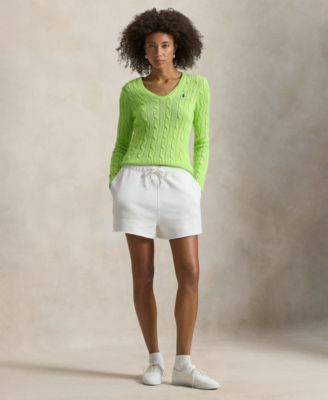 Women's Cable-Knit Cotton V-Neck Sweater