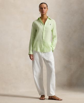 Women's Classic Fit Striped Linen Shirt