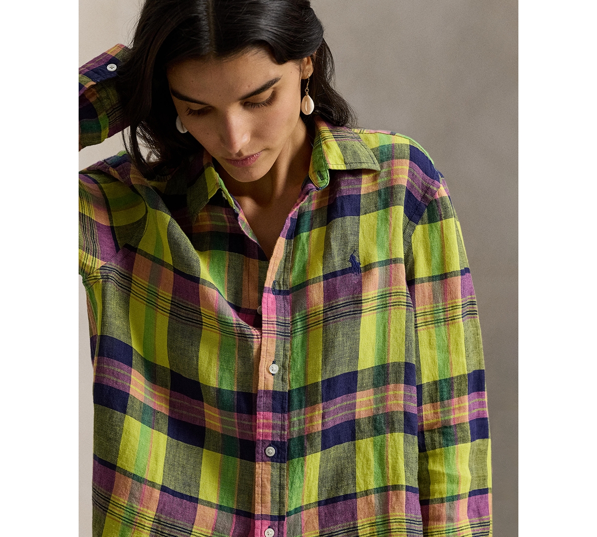 Polo Ralph Lauren Women's Classic Fit Plaid Point Collar Shirt