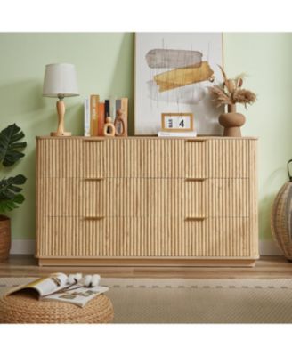 Streamdale Modern 6-Drawer Dresser, Wide Chest, Walnut