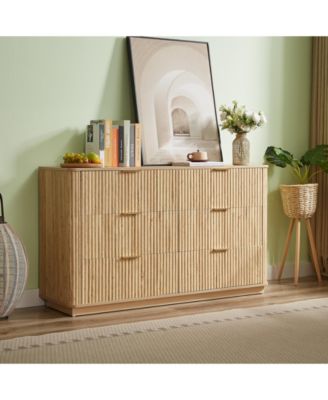 Streamdale Modern 6-Drawer Dresser, Wide Chest, Walnut