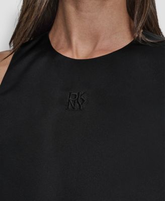 Women's Sleeveless Rhinestone Button Bubble Top