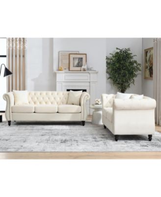 3-seater + 2-seater Combination sofa.Beige Velvet