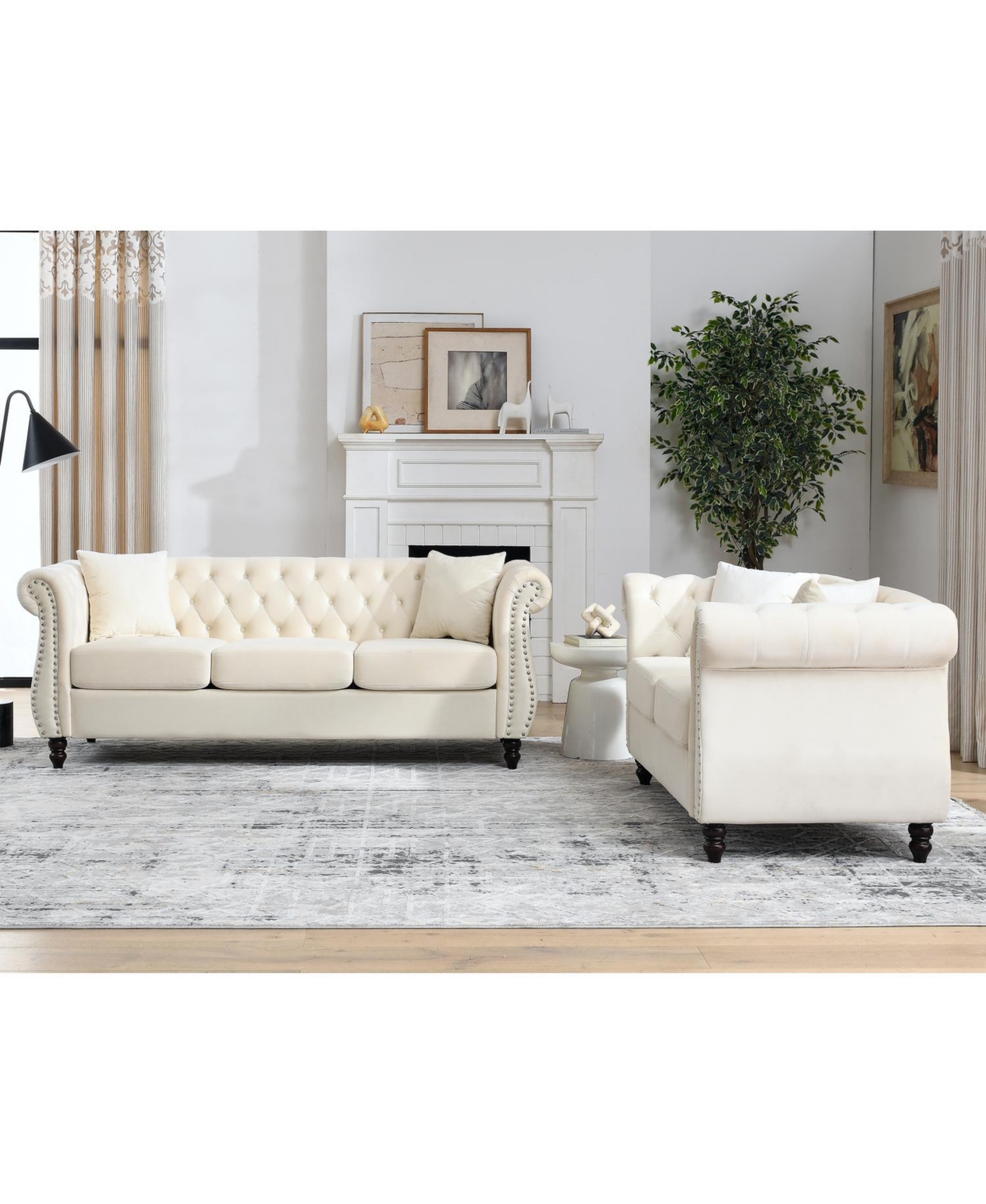 Streamdale Furniture 3-seater + 2-seater Combination sofa.Beige Velvet