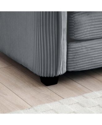 Grey Corduroy Modular Sofa with Ottoman & Footstools