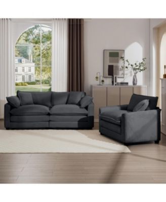 Grey Corduroy Sofa Set (Single & 3-Seater)