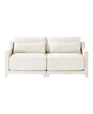 Beige Chenille 2-Seater Sofa with Lumbar Pillows