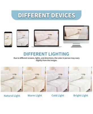 Chenille 2-Seater Sofa w/ Ottomans & Pillows