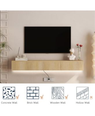 Floating TV Stand w/ LEDs, 69" Modern Entertainment Center for 55-65" TVs