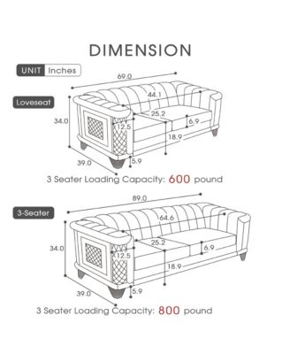 Streamdale Velvet Sofa Set: Gold Trim, Embroidered, Mid-Century Modern