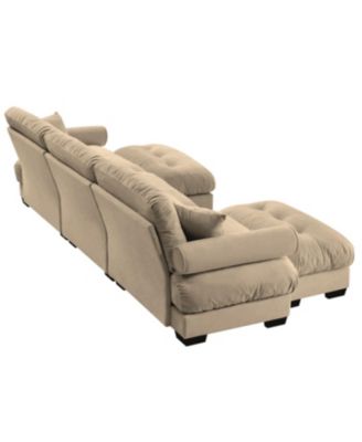Camel U Shape Modular Sectional Sofa Couch with Two Ottomans & Pillows