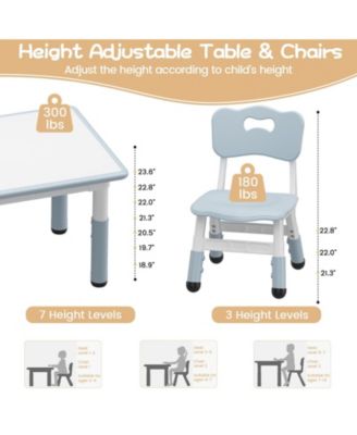 Kids Table and 2 Chairs Set, Height Adjustable Toddler Activity Table with Graffiti Desktop for Home, Daycare, Preschool