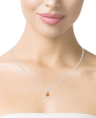 Citrine (1.20 ct. t.w.) and White Topaz (0.08 ct. t.w.) Pendant Necklace in Sterling Silver