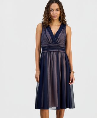 Petite Sleeveless Chiffon Midi Dress