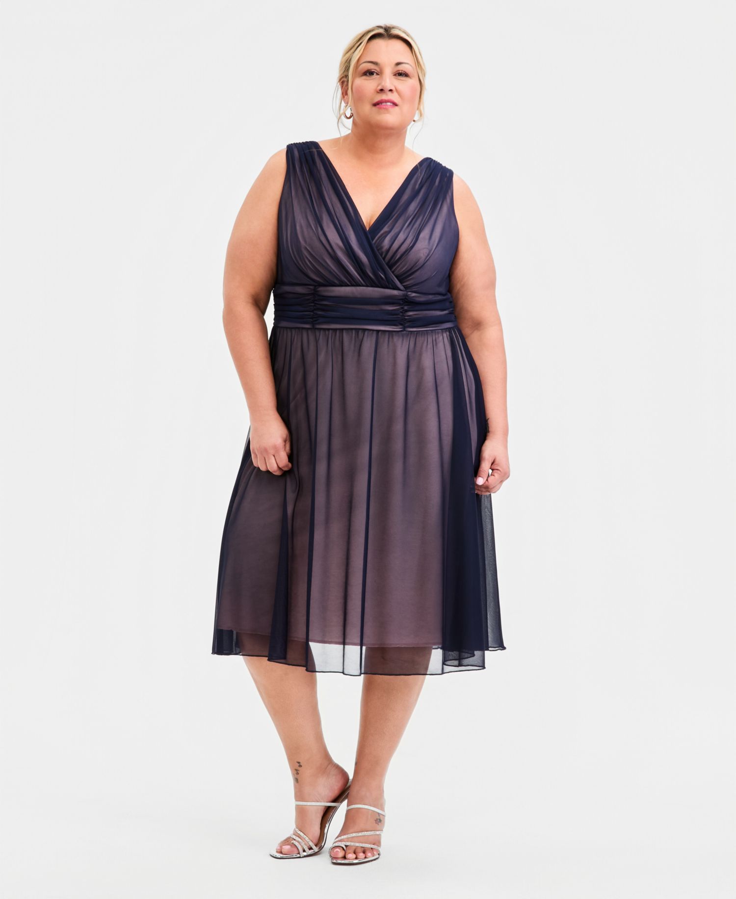 Plus Size Sleeveless Chiffon Midi Dress