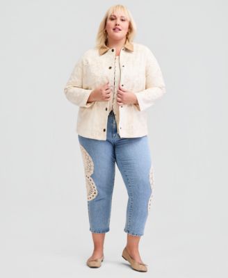 Trendy Plus Size Soutache Zip-Front Jacket
