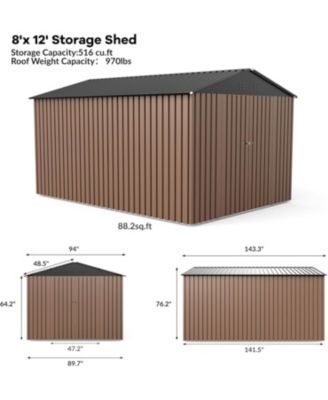 8x12FT Metal Outdoor Storage Shed, Lockable Tool Shed with Sloped Roof for Backyard, Patio, Garage, Lawn