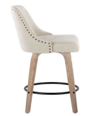 Fabric Studded Marcel Transitional Fixed-Height Counter Stool, Set of 2