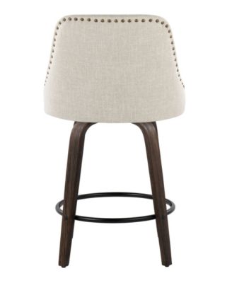 Fabric Studded Marcel Transitional Fixed-Height Counter Stool, Set of 2
