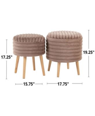 2-Pc. Fabric Tray Plush Contemporary Storage Ottoman Set