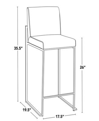 Fabric Fuji Contemporary High Back Counter Stool, Set of 3