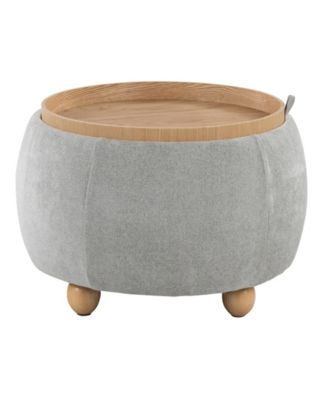 14.75" Fabric Tray Pouf Contemporary Storage Ottoman