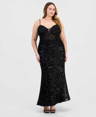 Plus Size Sequinned Mermaid Gown