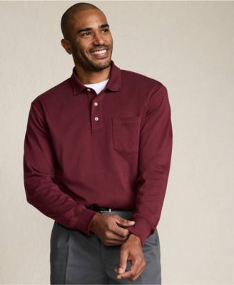 Men's Long Sleeve Cotton Supima Polo Shirt with Pocket