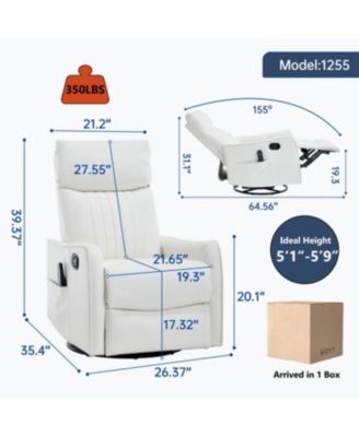 Heat Massage Manual Recliner Chair with Rocker & Swivel