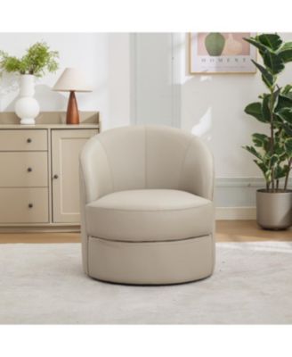 Gream Leather Swivel Chair, 360 Spin, Mid-Century Modern Lounge Chair