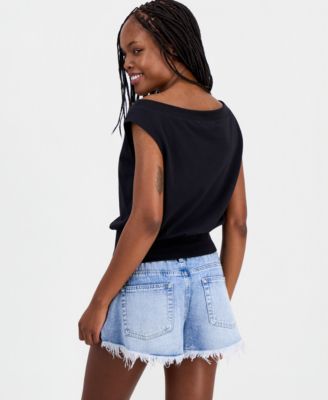 Juniors' Banded-Hem Boat-Neck Top  