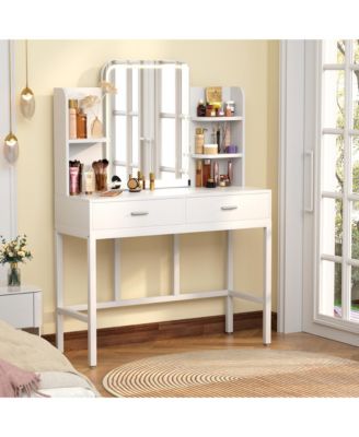 Makeup Vanity with Mirror and Lights, Vanity Table with Drawers