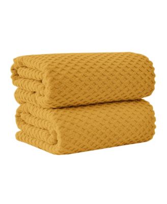 Quick-Drying Cotton Diamond Waffle Textured 2-Piece Oversized Bath Sheet, 68" x 35"