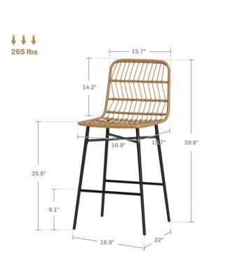 Rat Counter Height Bar Stools Set of 2 Barstools with Back